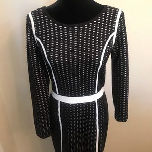 Black with white eyelet sweater dress